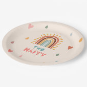 Boho twee tweede verjaardag regenboog papieren bordje (Gekanteld)