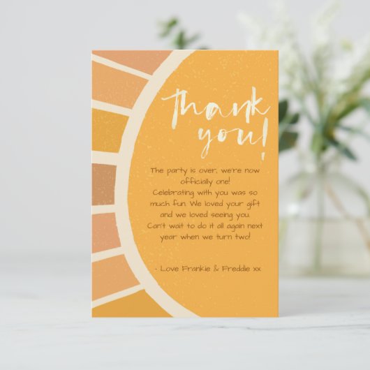 Boho tweelingen eerste reis rond zon foto 1 verjaa bedankkaart (Staand voorkant)