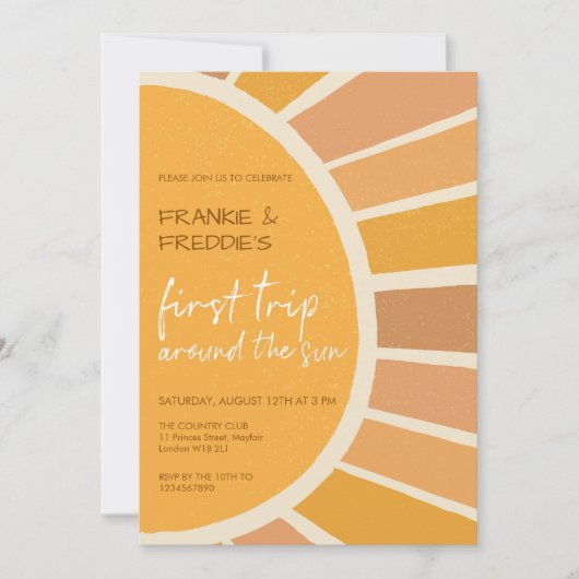 Boho tweelingen eerste reis rond zon foto 1 verjaa kaart (Voorkant)