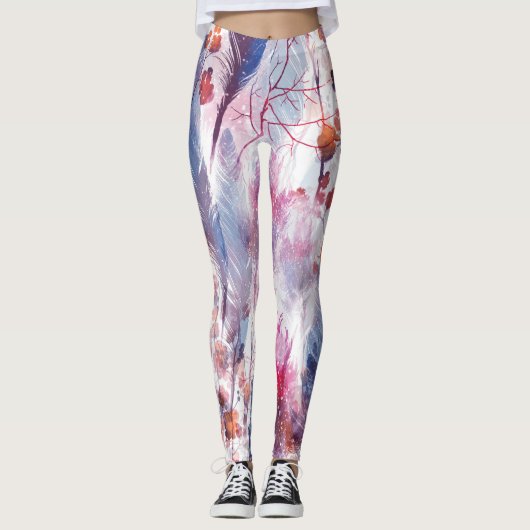 Boho Twigs and Feathers: Modieuze kunstwerken Leggings (Voorkant)