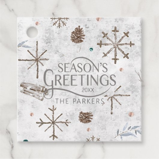 Boho Twigs & Pinecone Kerstmis ID986 Bedankjes Labels (Voorkant)