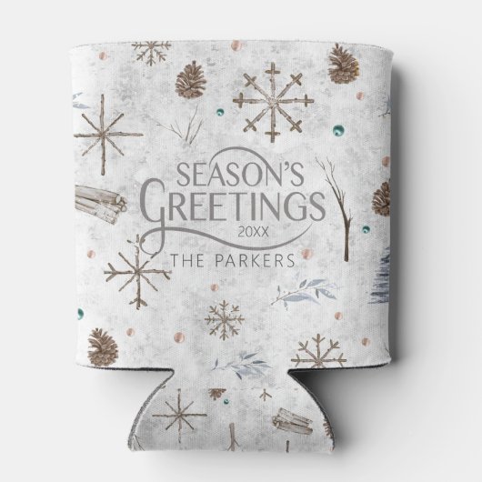 Boho Twigs & Pinecone Kerstmis ID986 Blikjeskoeler (Achterkant)