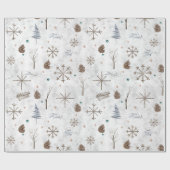 Boho Twigs & Pinecone Kerstmis ID986 Cadeaupapier (Vlak)