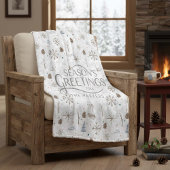 Boho Twigs & Pinecone Kerstmis ID986 Fleece Deken