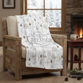 Boho Twigs & Pinecone Kerstmis ID986 Fleece Deken