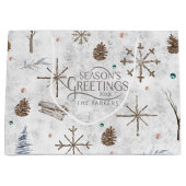 Boho Twigs & Pinecone Kerstmis ID986 Groot Cadeauzakje (Voorkant)