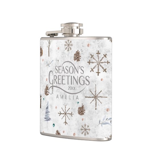 Boho Twigs & Pinecone Kerstmis ID986 Heupfles (Links)