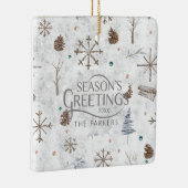 Boho Twigs & Pinecone Kerstmis ID986 Keramisch Ornament (Rechts)