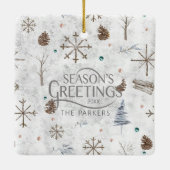 Boho Twigs & Pinecone Kerstmis ID986 Keramisch Ornament (Achterkant)