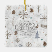 Boho Twigs & Pinecone Kerstmis ID986 Keramisch Ornament (Voorkant)