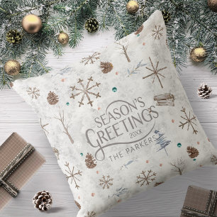 Boho Twigs & Pinecone Kerstmis ID986 Kussen