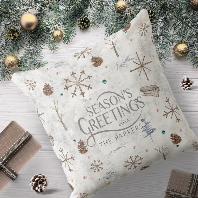 Boho Twigs & Pinecone Kerstmis ID986 Kussen (Creator heeft geüpload)