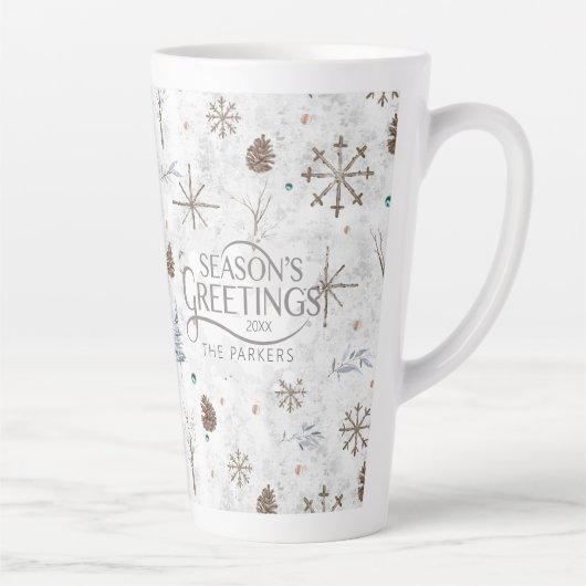 Boho Twigs & Pinecone Kerstmis ID986 Latte Mok (Rechts)