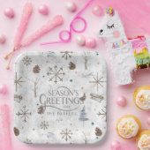 Boho Twigs & Pinecone Kerstmis ID986 Papieren Bordje (Feest)