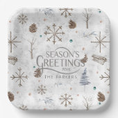 Boho Twigs & Pinecone Kerstmis ID986 Papieren Bordje (Voorkant)