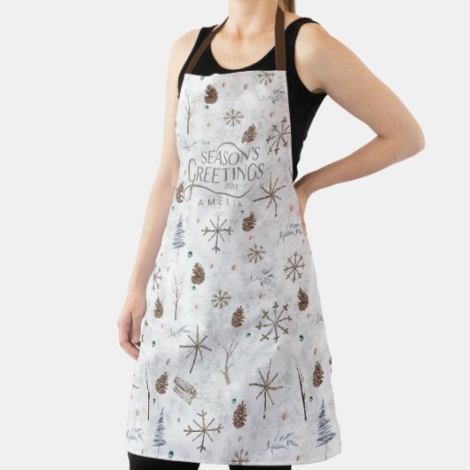 Boho Twigs & Pinecone Kerstmis ID986 Schort (Insitu)