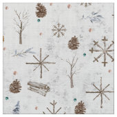 Boho Twigs & Pinecone Kerstmis ID986 Stof (Close Up)