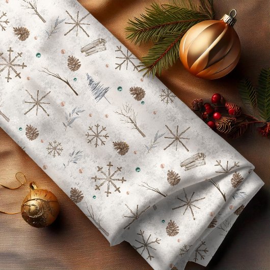 Boho Twigs & Pinecone Kerstmis ID986 Stof