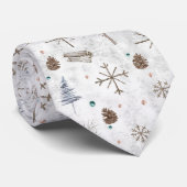 Boho Twigs & Pinecone Kerstmis ID986 Stropdas (Opgerold)