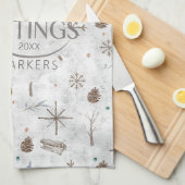 Boho Twigs & Pinecone Kerstmis ID986 Theedoek (Quarter Fold)