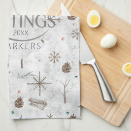 Boho Twigs & Pinecone Kerstmis ID986 Theedoek