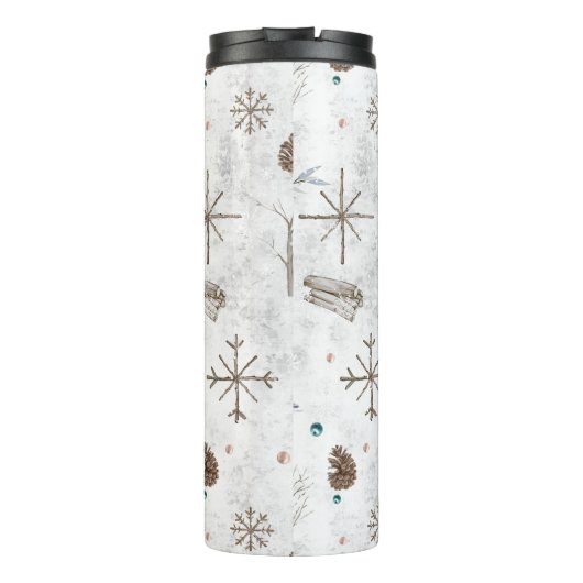 Boho Twigs & Pinecone Kerstmis ID986 Thermosbeker (Achterkant)