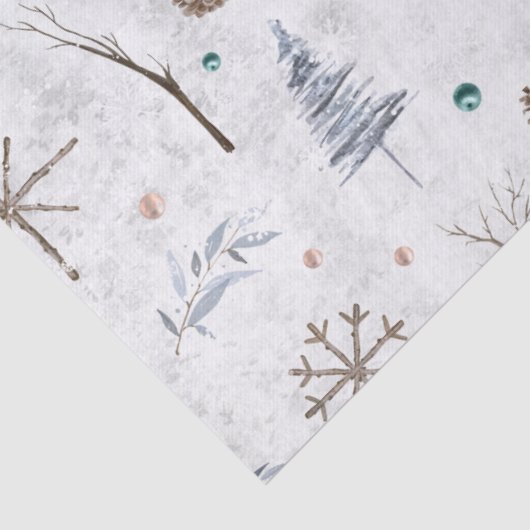 Boho Twigs & Pinecone Kerstmis ID986 Tissuepapier (Detail)