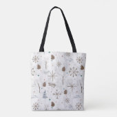 Boho Twigs & Pinecone Kerstmis ID986 Tote Bag (Achterkant)