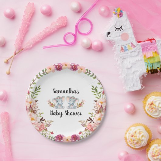 Boho Twin Elephant Baby shower Paper Bord (Feest)