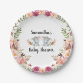 Boho Twin Elephant Baby shower Paper Bord (Voorkant)