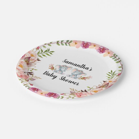Boho Twin Elephant Baby shower Paper Bord (Gekanteld)