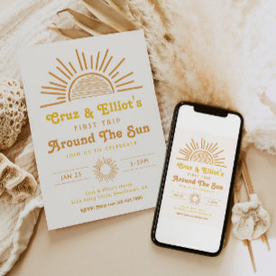 Boho Twin Invitations   Tweemaal daagse uitnodigin Kaart