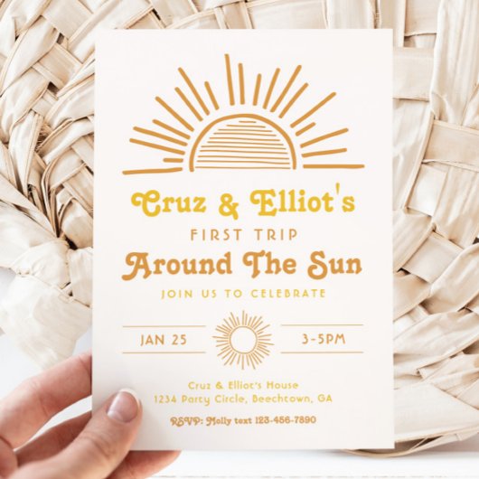 Boho Twin Invitations | Tweemaal daagse uitnodigin Kaart