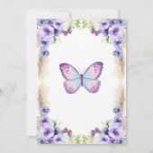 Boho Twin Paars Butterfly First Birthday Floral Kaart (Achterkant)