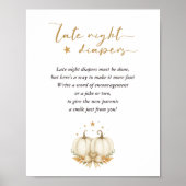 Boho Twin Pumpkins Baby Shower Late Night Diapers Poster (Voorkant)