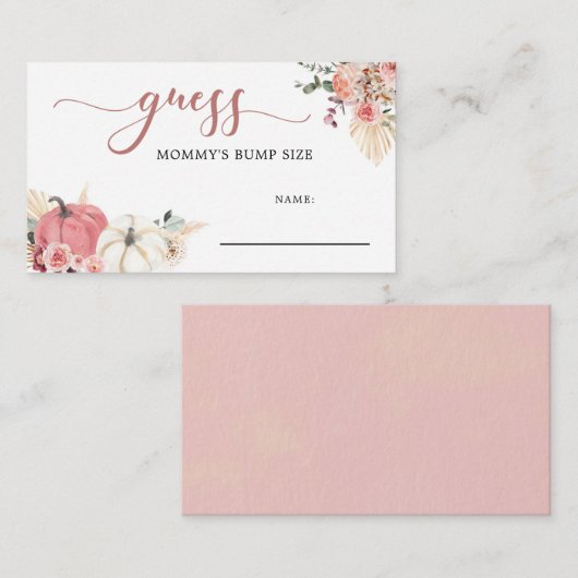 Boho Twin roze en wit pompoen mama's bump teken Informatiekaartje (Voorkant / Achterkant)