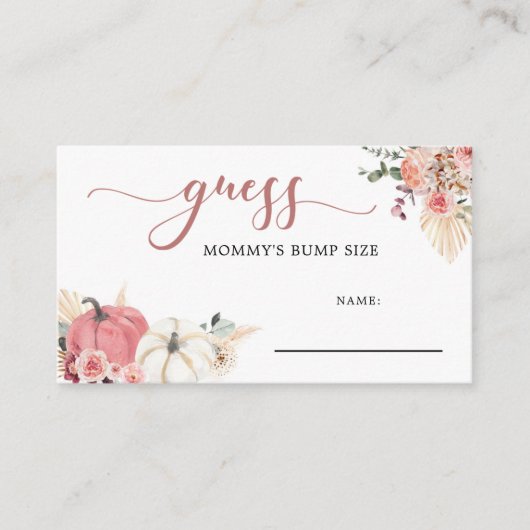 Boho Twin roze en wit pompoen mama's bump teken Informatiekaartje (Voorkant)