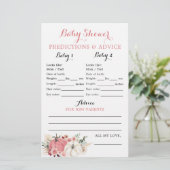 Boho Twin roze en witte pompoen Baby shower Kaart (Staand voorkant)