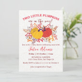 Boho Twins Kleine Herfst Pompoenen Baby Shower Kaart (Staand voorkant)