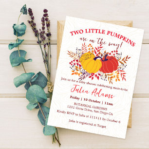 Boho Twins Kleine Herfst Pompoenen Baby Shower Kaart