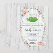 Boho Two Peas in a Pod Twins Baby shower Kaart (Voorkant / Achterkant)