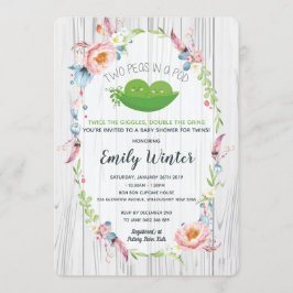 Boho Two Peas in a Pod Twins Baby shower Kaart