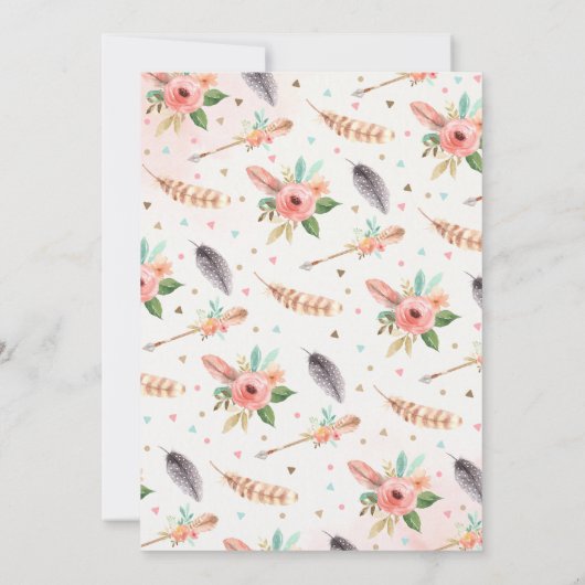 Boho Two Wild Birthday Invitation Waterverf Boho Kaart (Achterkant)