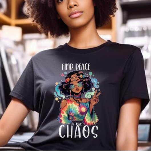 Boho Typografie T-shirt - Vrede vinden in de Chaos