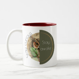 Boho Uil “Blijf Wakker” Kunst Tweekleurige Koffiemok