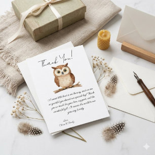 Boho Uil Bos Baby Shower Bedankkaart