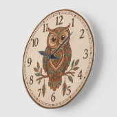 Boho Uil Grote Wandklok (Hoek)