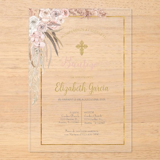 Boho uitnodiging voor doop (Voorkant)