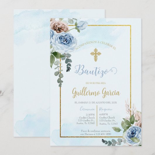 Boho uitnodiging voor doop (Voorkant / Achterkant)