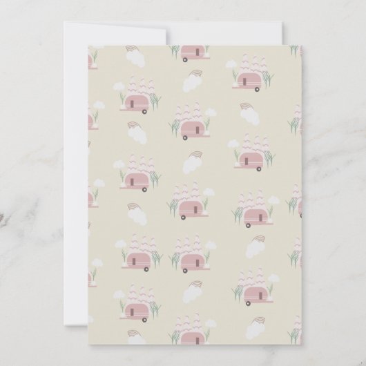 Boho uitnodiging voor verjaardagsfeestje met kampv (Achterkant)